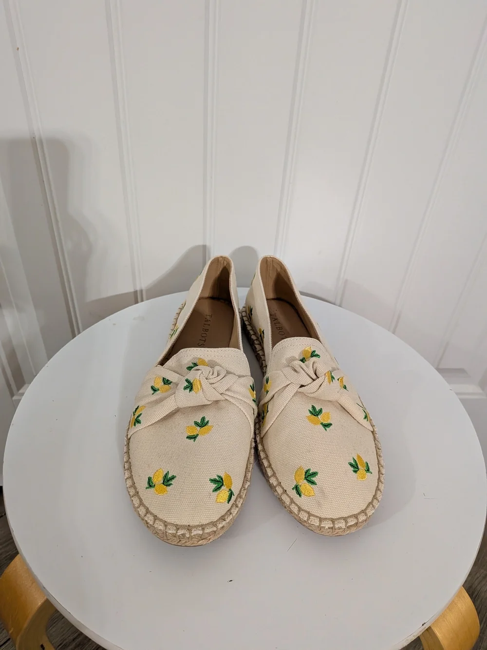 Talbots Izzy Lemon Knotted Canvas Espadrilles Flats
